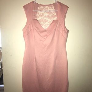 Pink pencil dress with lace